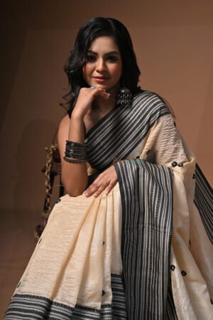 Pure tussar saree with excuisite jamdani worK