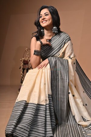Pure tussar saree with excuisite jamdani worK