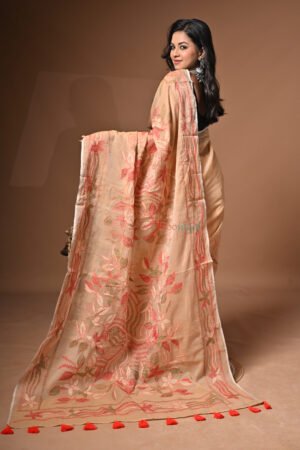 Hand-Painted Kantha Stitch on Pure Bangladeshi Cotton Saree