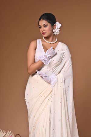 Premium Mul Cotton Saree with Sequin Work