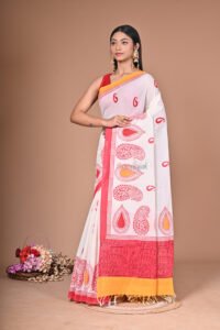Handblock Print Soft Cotton Saree MHP00126