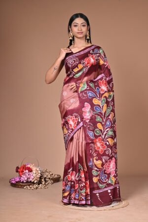 Handpainted Batik Saree on Premium Murshidabad Silk BTK002