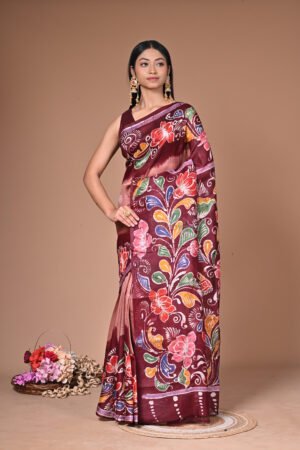Handpainted Batik Saree on Premium Murshidabad Silk BTK002