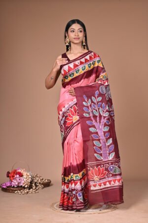 Handpainted Batik Pure Murshidabad Silk Saree BTK005