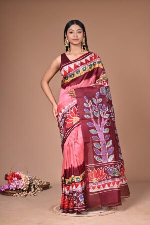 Handpainted Batik Pure Murshidabad Silk Saree BTK005