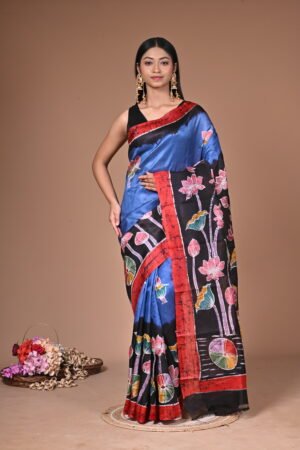 Handpainted Batik Murshidabad Silk Saree BTK003