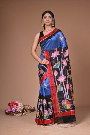 Handpainted Batik Murshidabad Silk Saree BTK003