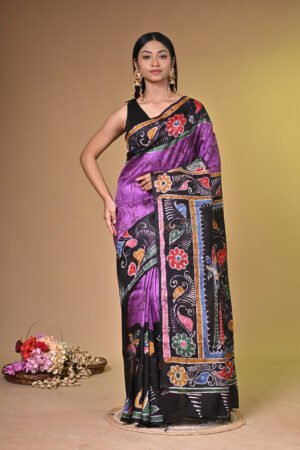 Batik Handpainted Murshidabad Silk Saree BTK004