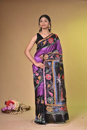 Batik Handpainted Murshidabad Silk Saree BTK004