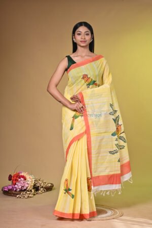 Handpainted soft cotton saree CTNHP001