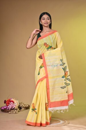 Handpainted soft cotton saree CTNHP001