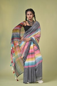 Pure Mul Cotton Multicolored Check Saree