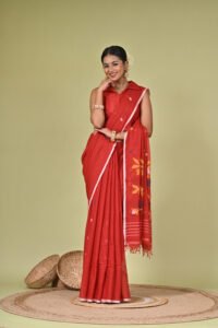 Summer Special Pure Cotton Red Handwoven Jamdani