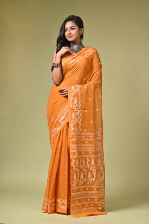 Mustard Handwoven Needlework Jamdani