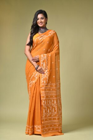 Mustard Handwoven Needlework Jamdani